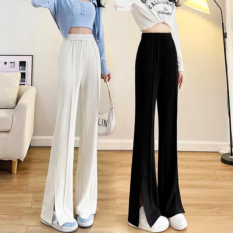 

2025 Spring Plus Size High Waist Flared Petite Suit Pants - Slimming Drapey Casual Women s Slit Trousers S