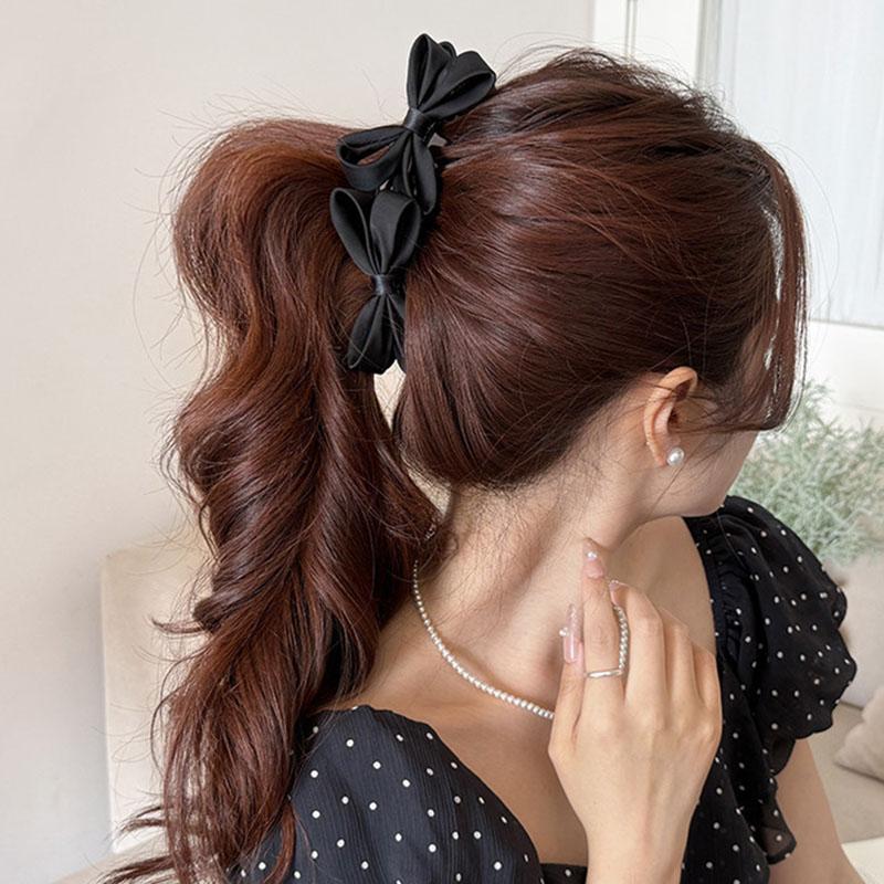 Korean Bow Banana Clips For Women Sweet Bowknot Ponytail Hairpins Hair Clamps Clip Barrettes Elegant Party Hair Accessories New