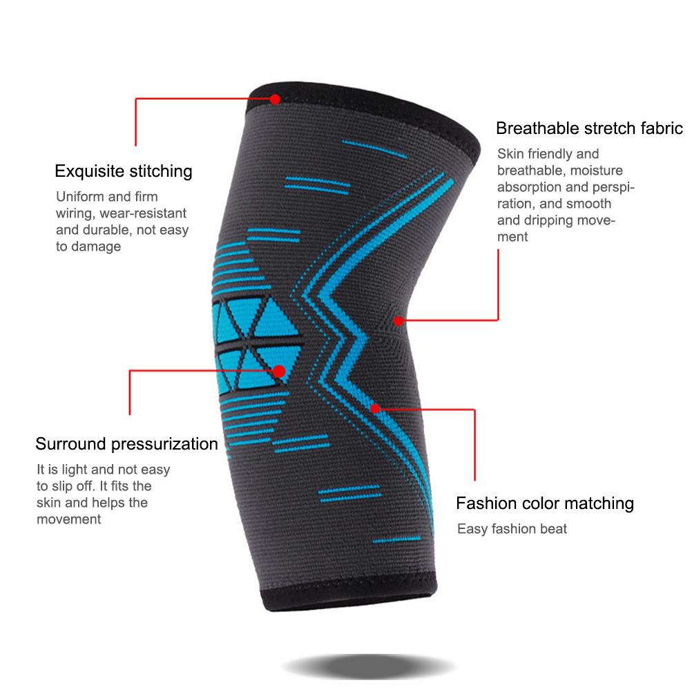 2Pcs Fitness Elbow Brace Knitted Nylon Breathable Elastic Summer Sports Elbow Compression Support