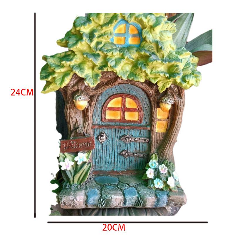 Solar Resin Decorations Flower House Shape Outdoor Waterproof Lawn Lamp Resin Decorations Garden Lamp