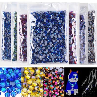 Imitation Österreichischer Diamant, Ebene Oberfläche Schmelzkleber Hot Diamond AB Farbe Kristallglas DIY Kleidung Strass Dekoration