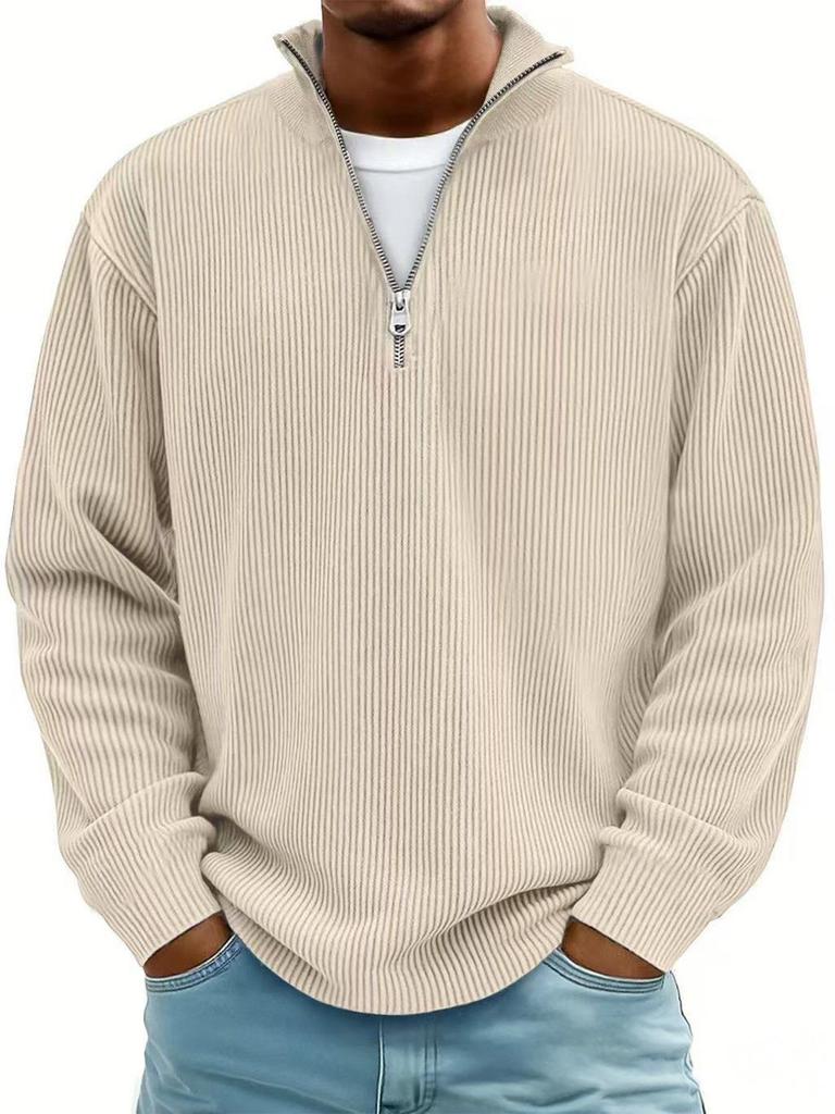 Men's Stand-Up Collar Corduroy Polo Shirt - Autumn/Winter 2025 Collection