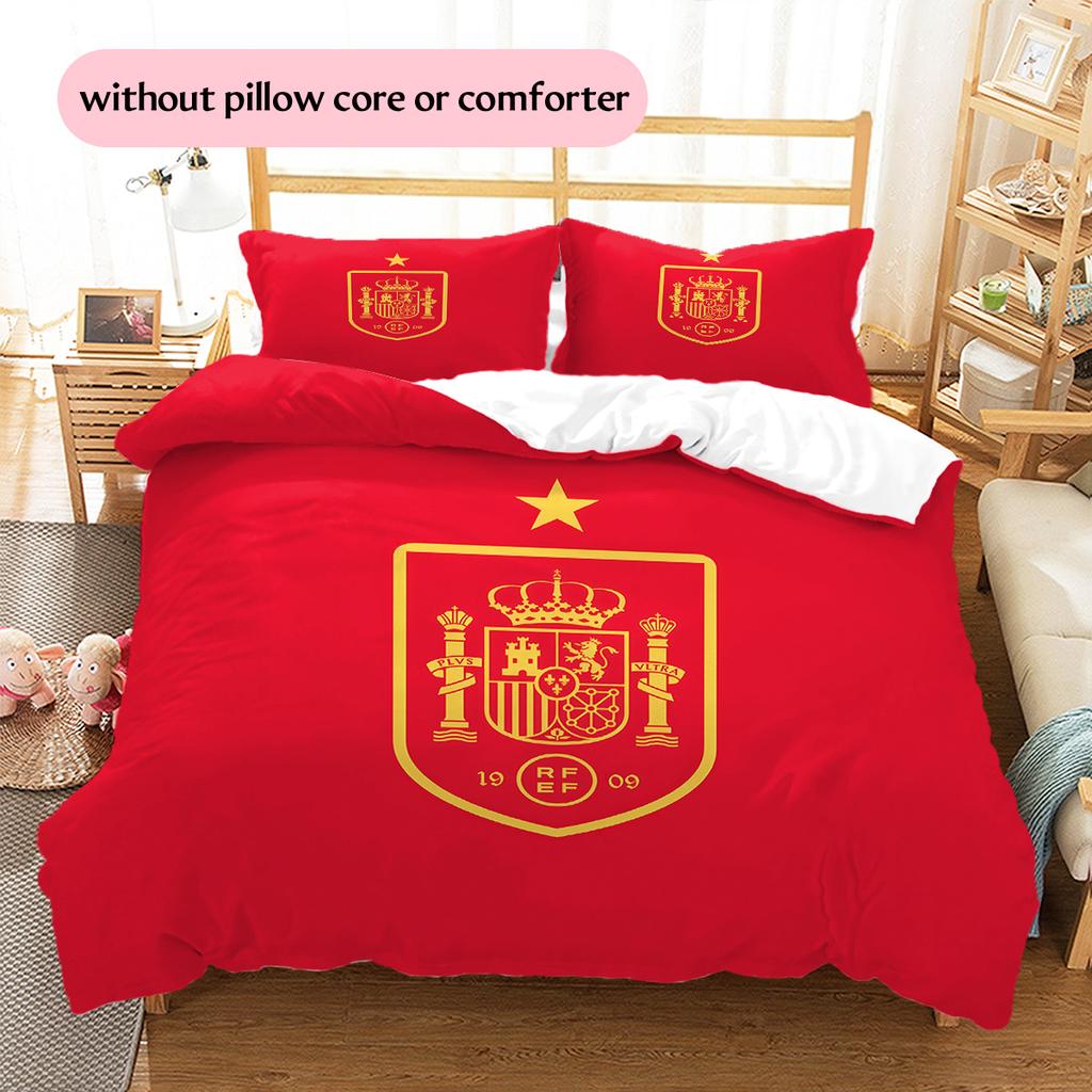 Set Copripiumino Trapuntato con Fantasia La Roja Decorazione per la Casa Regalo (1 * copripiumino + 2 * federe senza imbottitura)