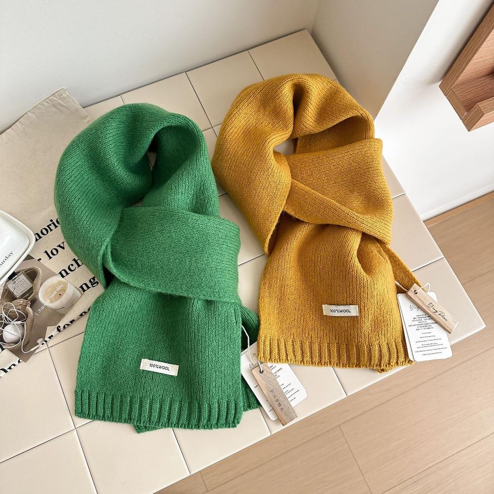 Gestrickter Schal Damen Wolle Winter Warme Schals Helles Einfarbiges Design Verdickter Schal Weicher Kaschmir-Pashmina Hals