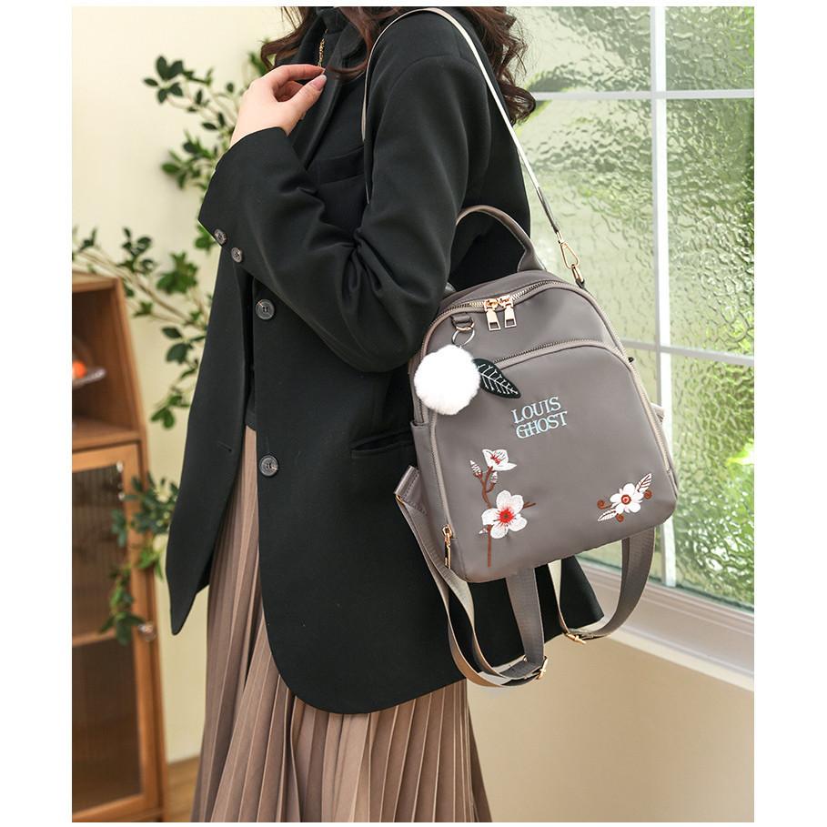 

IELGY Женский черный рюкзак из ткани Оксфорд с вышивкой, корейская версия модной повседневной деловой сумки для поездок на работу хаки