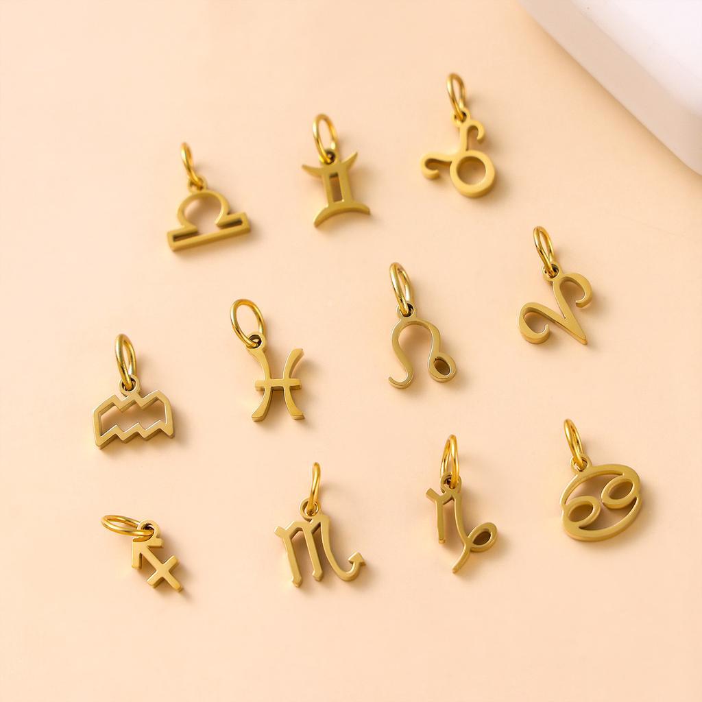 SUNIBI Stainless Steel Star Zodiac Sign 12 Constellation Pendant Accessories for Necklace Women Man Jewelry Gifts