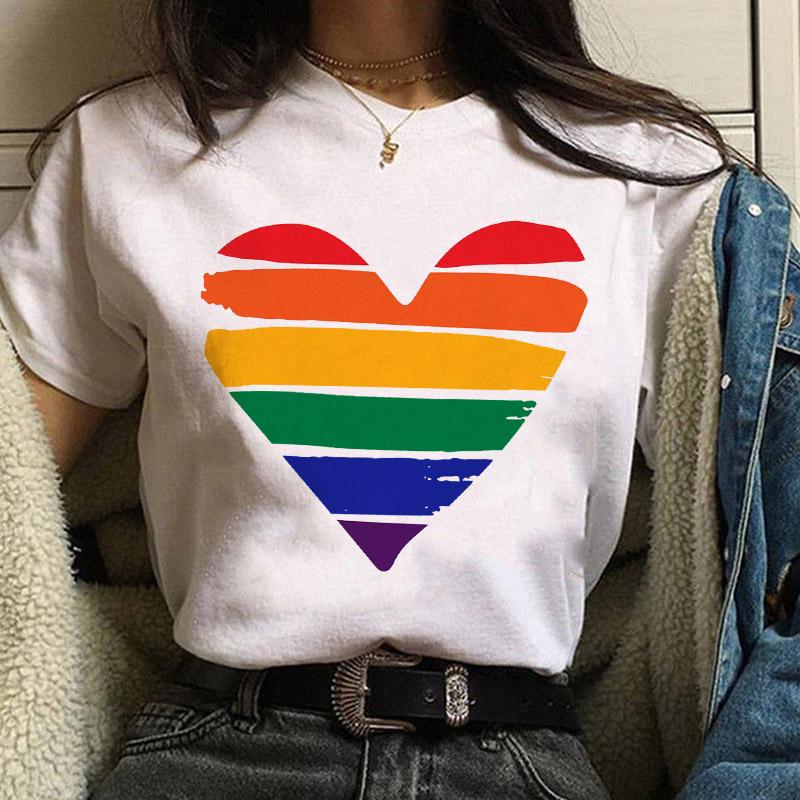 Women Casual T Shirt Womens Fashion Cute Love Print Harajuku Female Basic Short Sleeve T-Shirt White Simple Tshirts Tops Tshirt