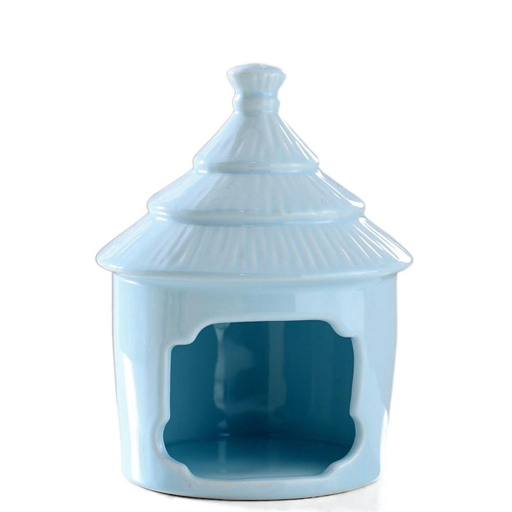 

Cute Pet Shelter Ceramic Hamster Bed Pet Supplies Pet Hiding House Desktop Ornament синий