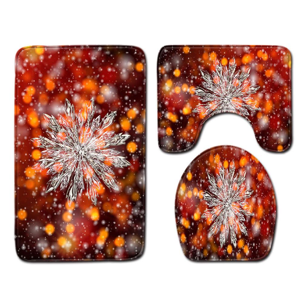 Christmas Bathroom Floor Mat Toilet Three-Piece Set