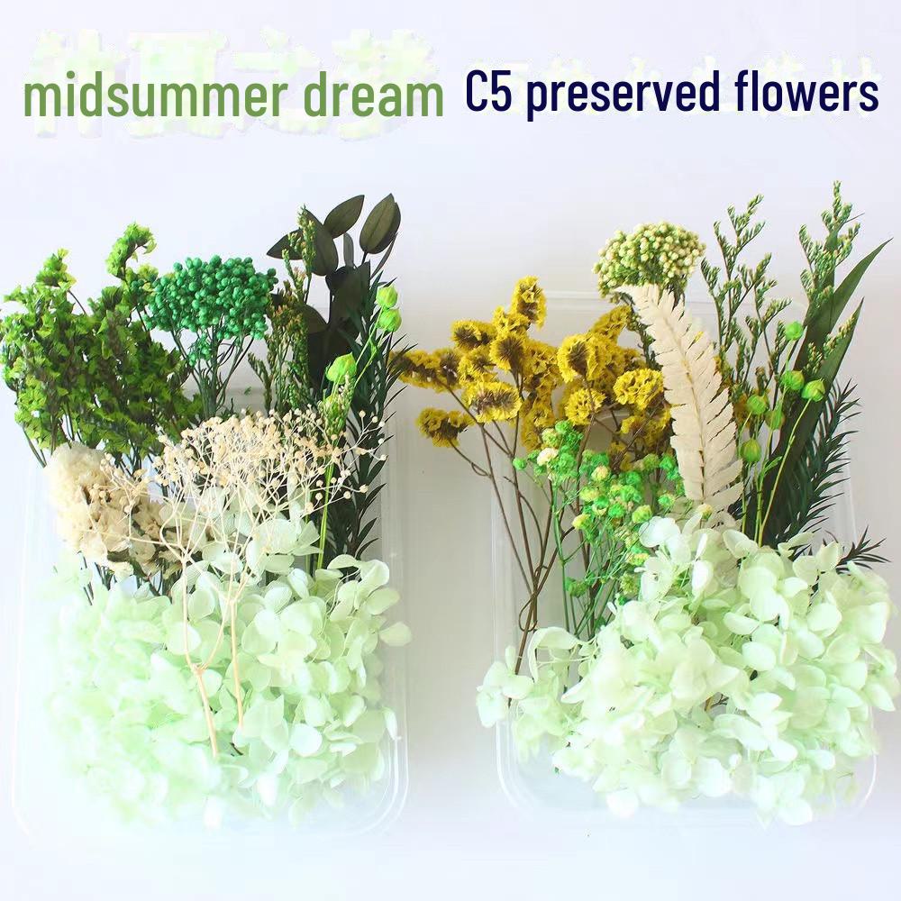 Kit DIY Fleur Éternelle: Cadre photo de fleurs séchées, éventail rond, bouteille flottante, composition florale réelle pour la décoration du salon ou de la maternelle.