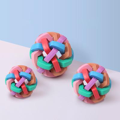 Pet Toy Colorful Bell Ball TPR Macaron Woven Bell Ball Cat and Dog Elastic Ball Teeth Grinding and Bite Resistant Relief Toy