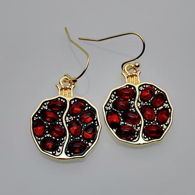 Unique Golden Pomegranate Drop Earrings for Women Hook Earrings Anniversary Gift Wedding Earrings