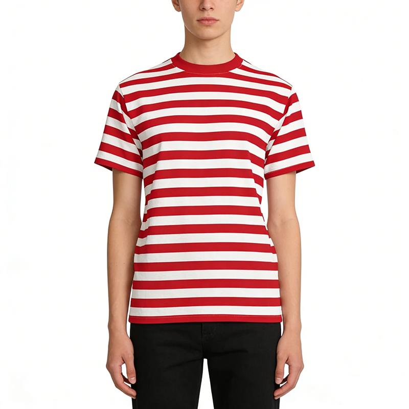 T-shirt Classica a Strisce alla Moda per Uomo Donna Personalità Colore a Contrasto Girocollo T-shirt Molteplici Opzioni di Colore Tee