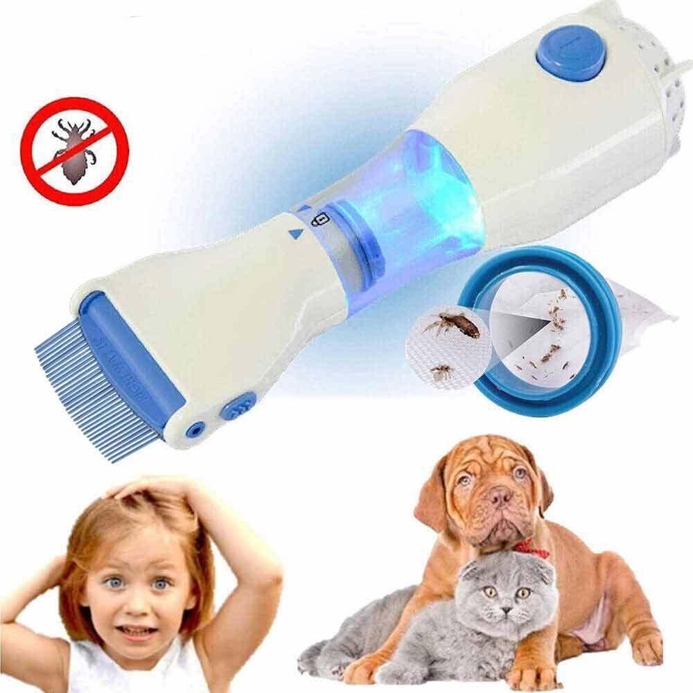 Electric Uk Vacuum Head Lice Comb Brush Pet Dog Flea Filter Remover Treatment