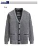 Men's Winter Thickened V-Neck Plus Velvet Sweater Cardigan for Middle-Aged & Elderly