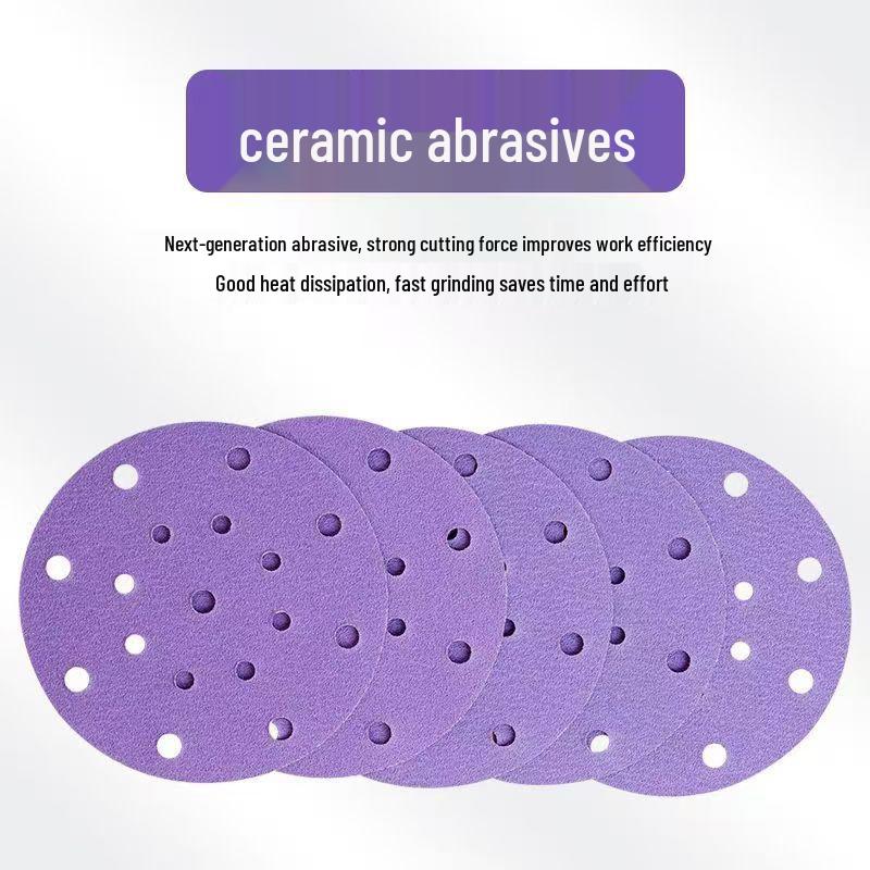 Purple 17-Hole Self-Adhesive Velvet Sandpaper for Auto Polishing, 6-Inch