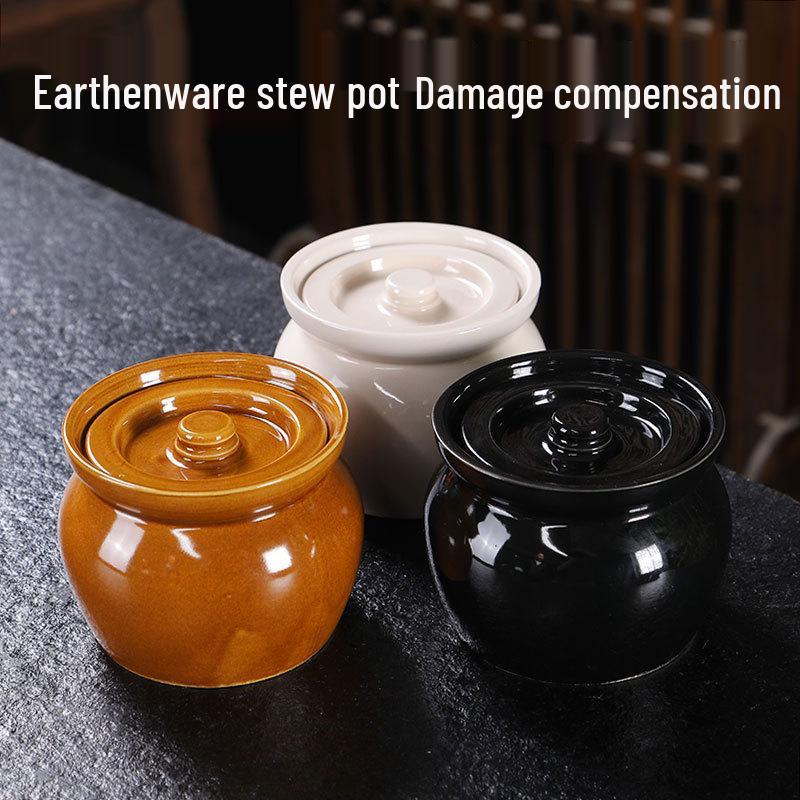 Ceramic Double Boiler Stew Pot 500ml - High-Temp Resistant for Home Cooking