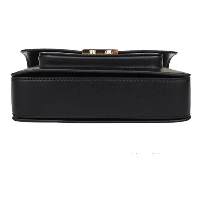 Michael Kors MK Sloan Vintage Flap Commuter Solid Color Gold Buckle Leather Camera Bag Crossbody Shoulder Bag Women Bags Black 30T7GS9L3L-BLACK