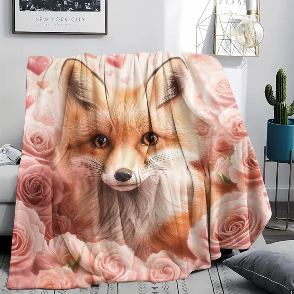 

Pink Fox pattern Flannel Blanket, High quality Comfortable for All Seasons, Home Decor, Warmth and Comfort, Perfect for Gifts. 80cm x 120cm