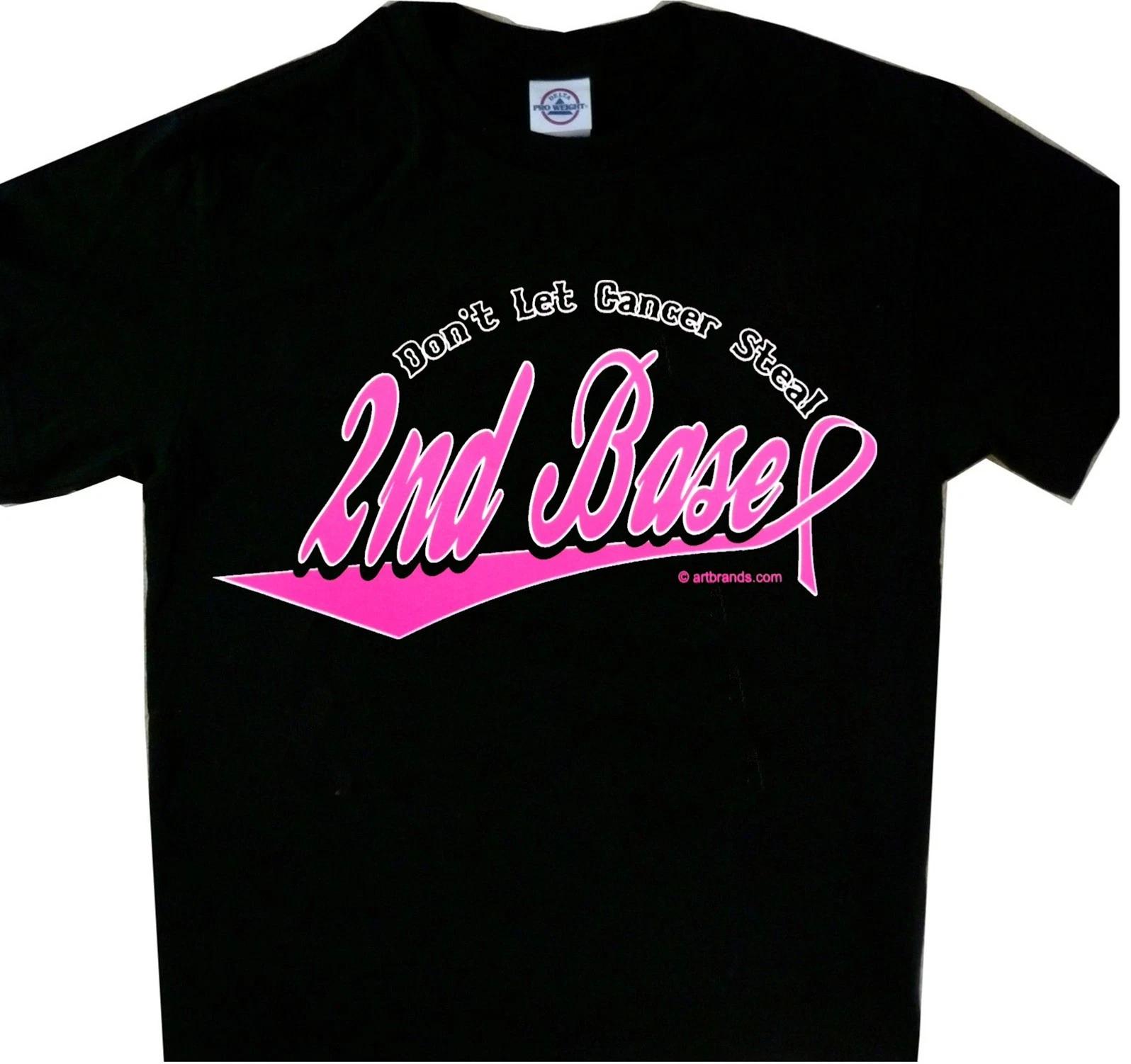 Don t let Cancer steal 2nd Base Fight Cancer Brand New Tee Shirt 2XL