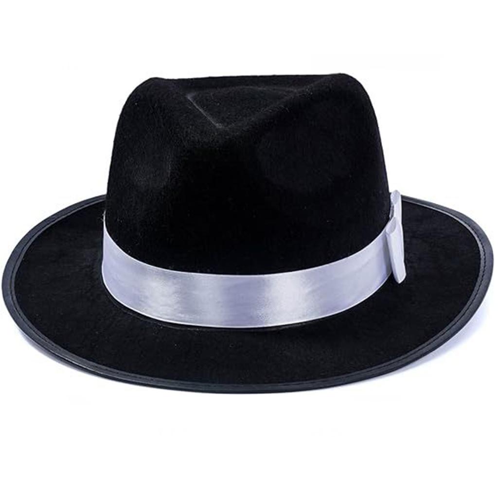 Vintage Fedora Hat for Women Men with Belt Panama Hat Magician Cap Black Flat Top Hat Cosplay Costume Party Dress Up Hat