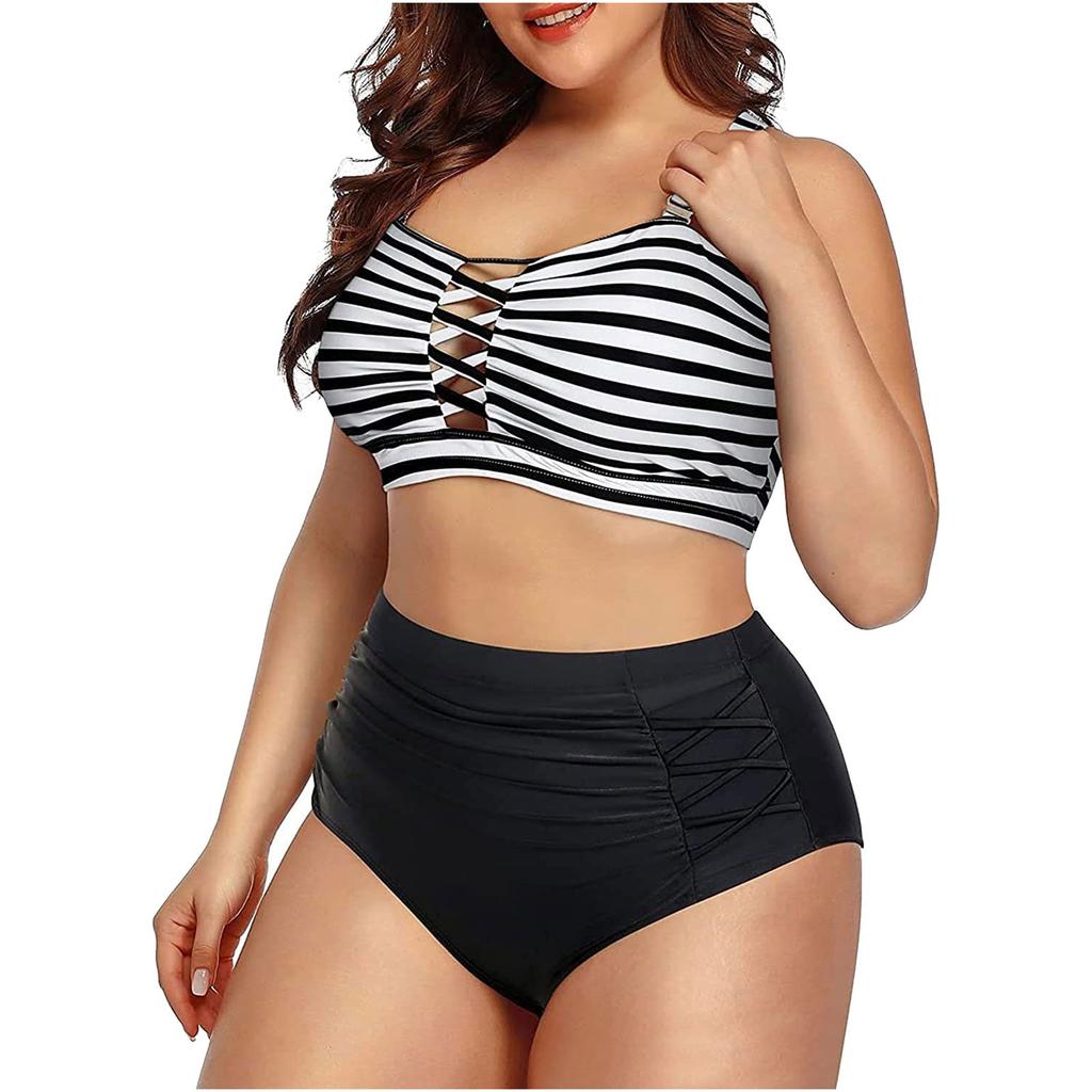 Costum de baie pentru femei de mărime mare Costum de baie imprimat la modă de vară Bikini Sexy cu scobitură Tankini Bikini Costum de baie din două piese Îmbrăcăminte de plajă