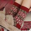 New Year Red Socks for Children, Fair Island Vintage Christmas Mid-calf Socks, Winter Thick and Warm Wool Socks
