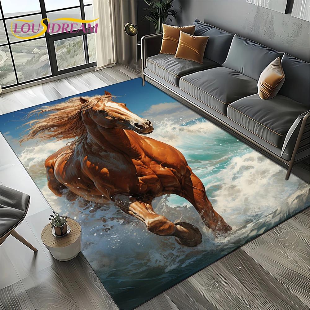 27 Style Horse Pentium Gallant Steed Animal Carpet Rug for Living Room Bedroom Home Sofa Decoration,Area Rug Non-slip Floor Mat