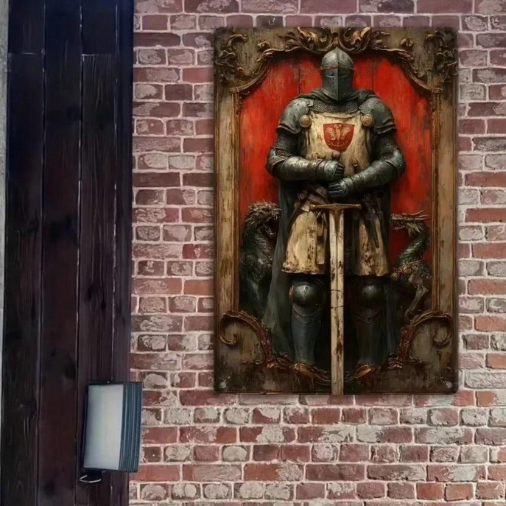 Vintage Knight Iron Wall Art Retro Metal Tin Sign Home Decor Plaque