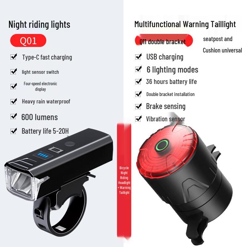 

UOSU MQ01 Cycling Headlight & Q11S Brake Tail Light Set
