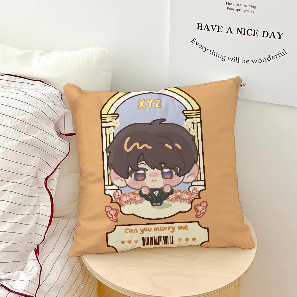 Caleb Love and Deepspace Wedding Card Chibi Cushion Cover Soft Pillow Case for Sofa Living Room Home Decor Protective Covers