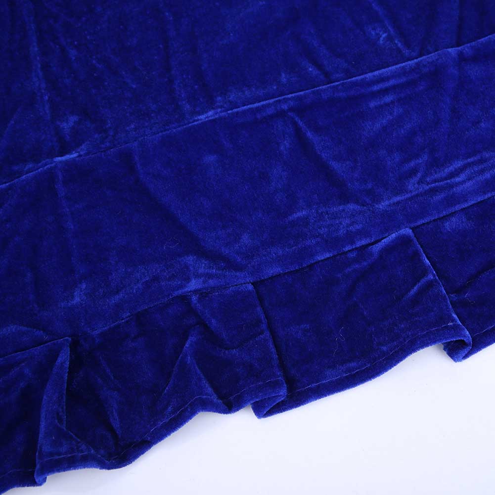 Pluszowa Tkanina Pokrowiec Przeciwkurzowy na Podwójny Stołek Pianinowy z Falbanką z Koronki (niebieski)