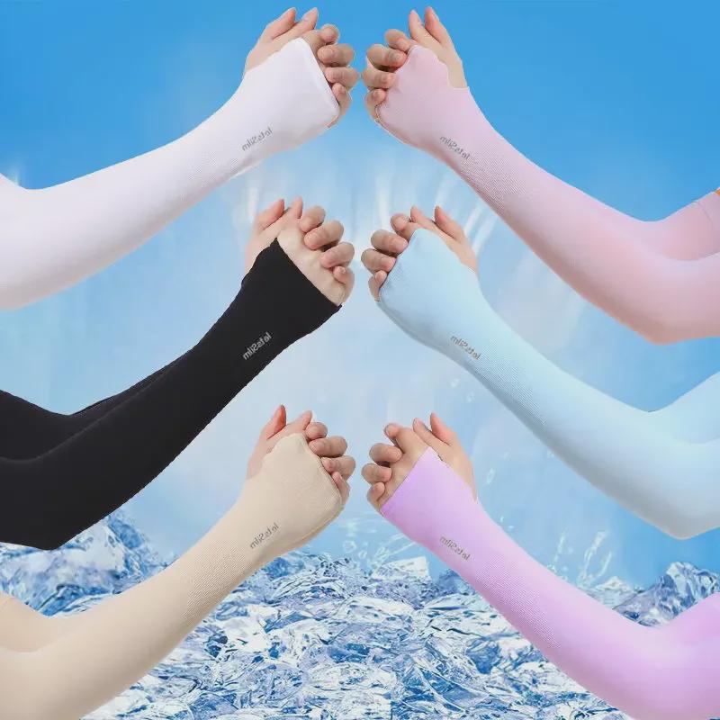Ice Silk Sun Protection Arm Sleeves for Men & Women - UV Guard, Thin Driving & Cycling Gloves