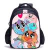 Zaino Scuola per Bambini, Testa Grande Gatto Blu Forrest Gump Scuola di Animazione, Tessuto Oxford Nero Resistente allo Sporco Grande Capacità.