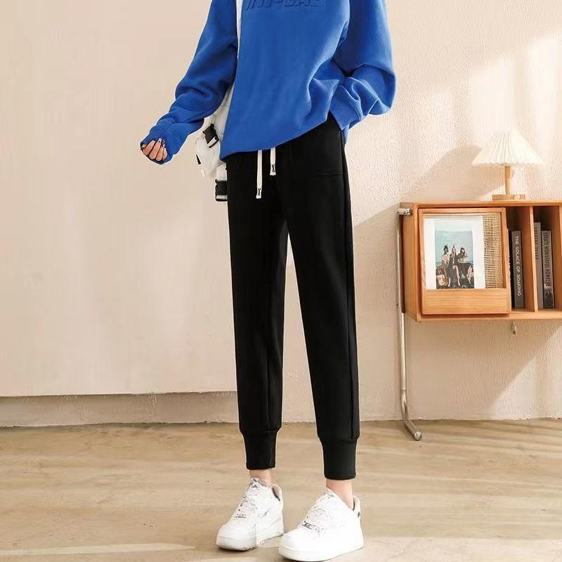 2026 Fall Winter Double-sided Velvet Windproof Outdoor Sports Pants Women's Loose Bunched Feet Large Pockets Padded High-waisted Thermal Sweatpants