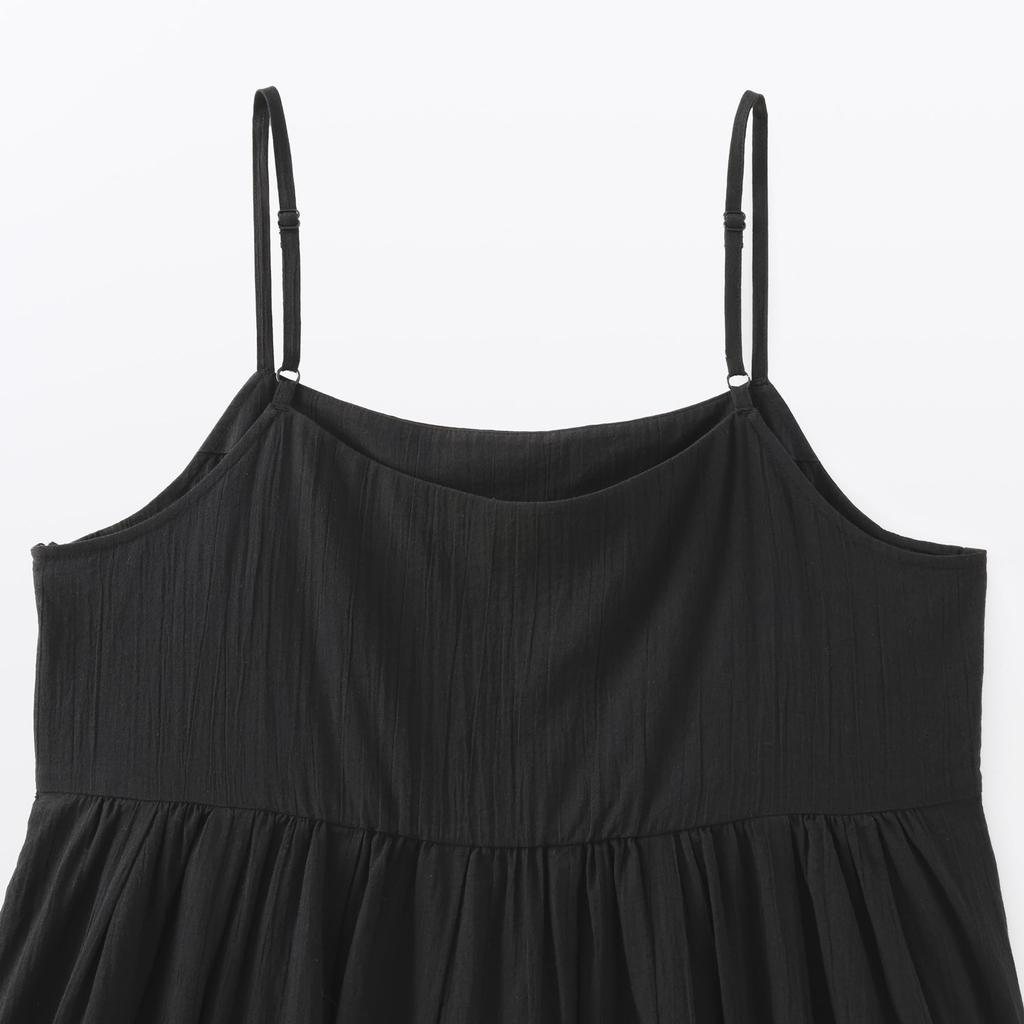 MUJI Women's Strong Twist Voile Camisole Dress, Black, Size S, BC2LNA5S