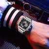 SANDA 9101 Fashion Men's Dual Movement Watch Square Dial with Steel Strap Multifunction Waterproof Casual Male Wristwatch Gift