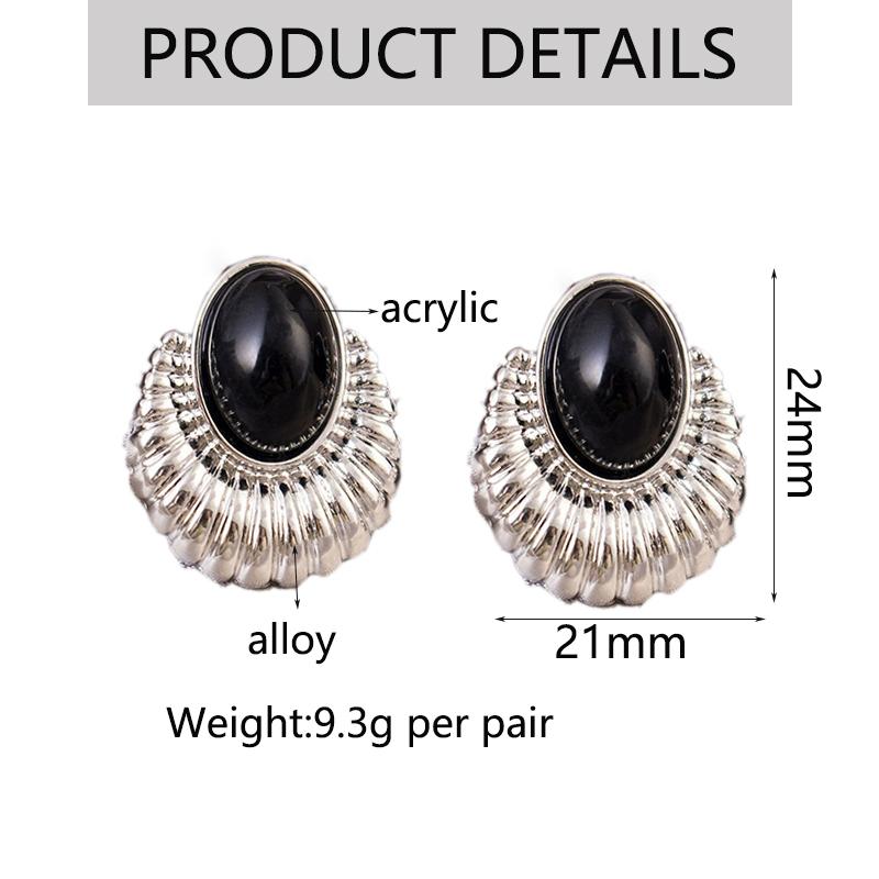 Vintage Geometric Metal Clip On Earrins for Women Fashion Classic Black Ear Clips Non Pierced Girls Gifts Jewelry