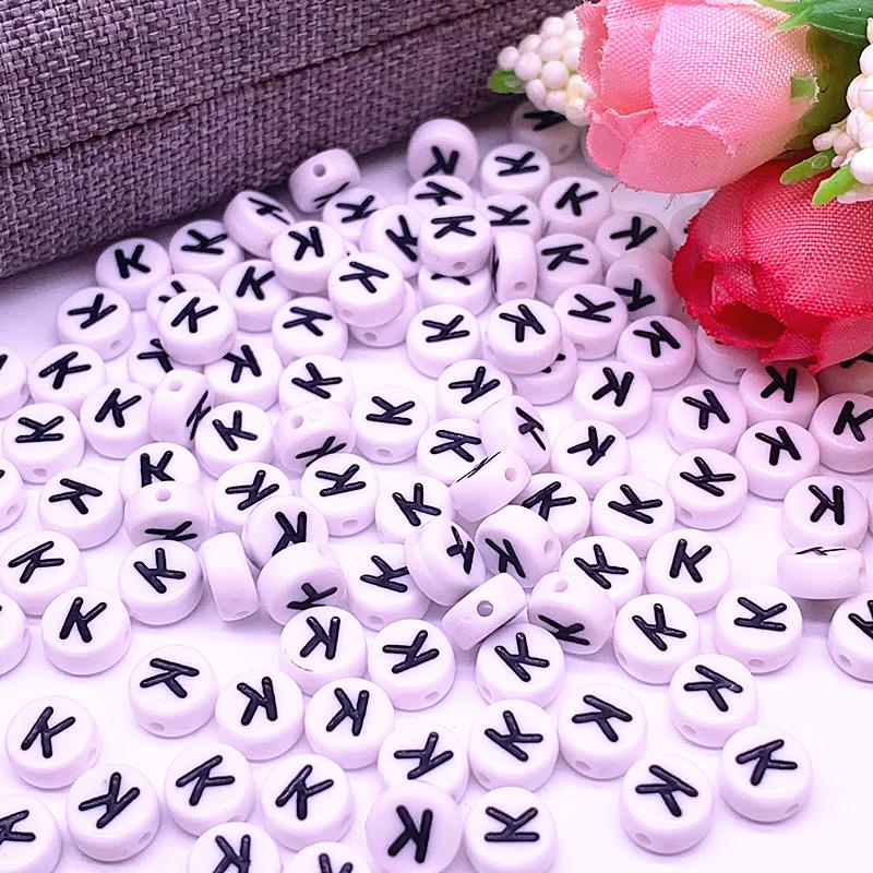 100pcs/lot 7x4mm 26 Letter Beads Round Shape Beads Alphabet Letter Charms for Make Jewelry Accessories