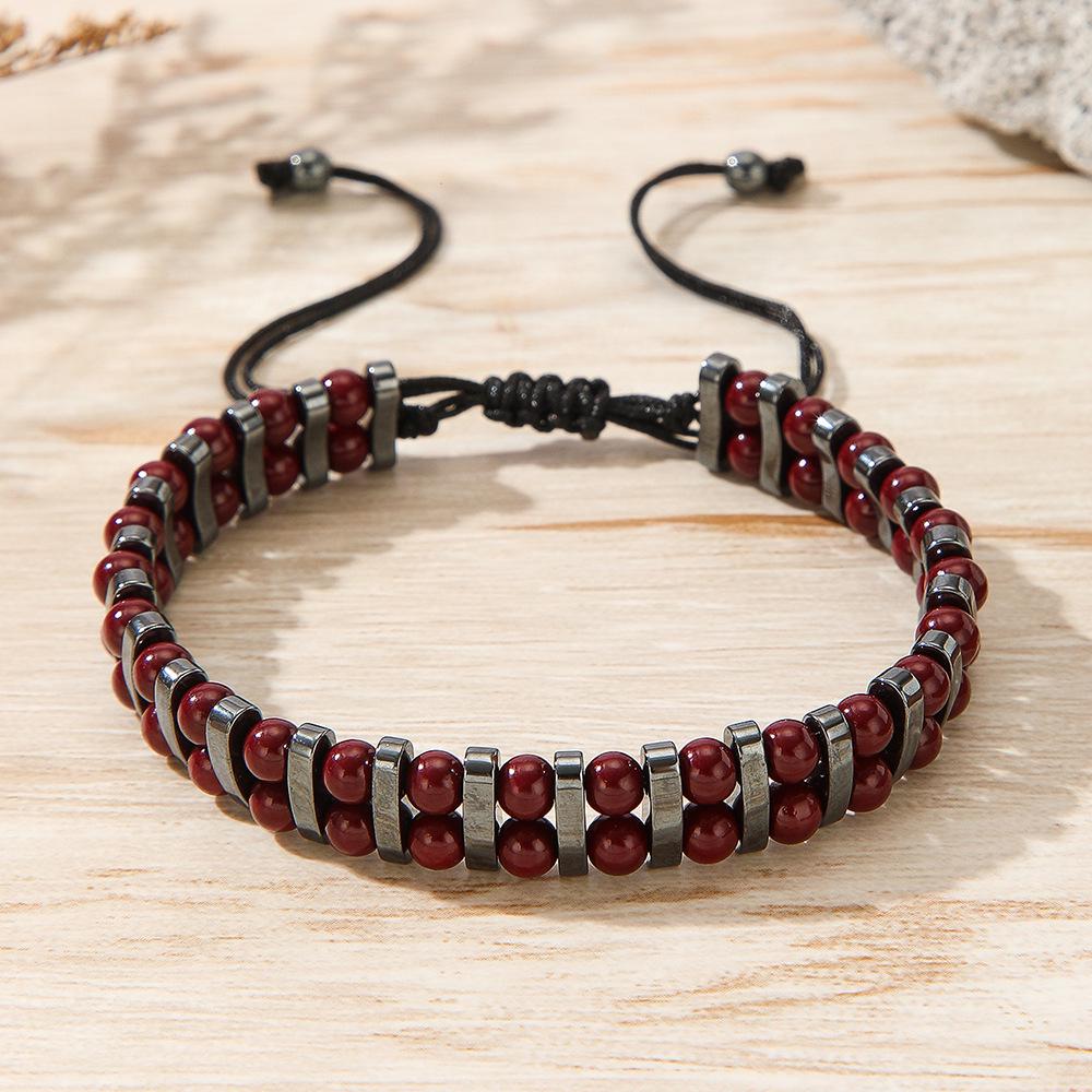 Pulsera elástica de hematita con cuentas de moda para hombre