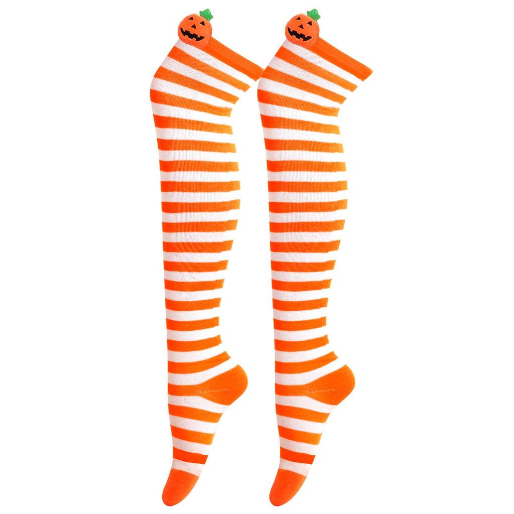 Women's Halloween Devil Over-the-Knee Cosplay Socks: European and American Striped Long Socks