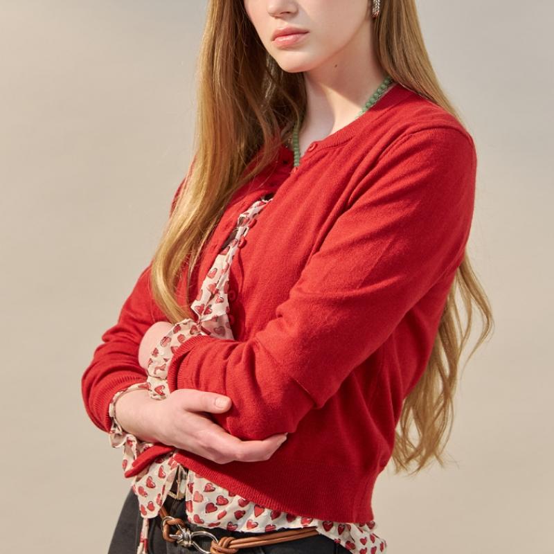 MAXZA Unbalanced Button Round Neck Cardigan Zf03qd003na