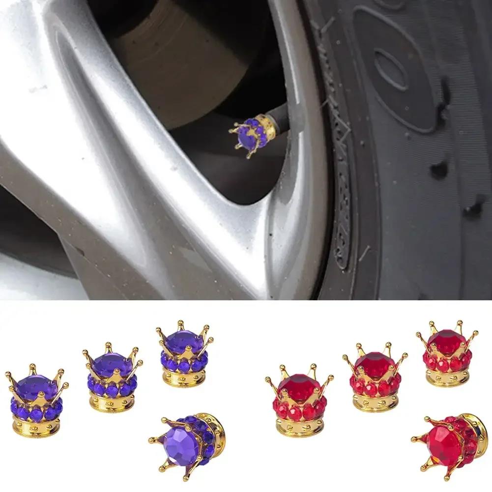 4PCS Car Wheel Tire Valve Caps Cover Crown Shape Bling Diamond Tyre Stem Dust Valve Caps Truck Car Motorcycle Bicycle Air Cover Stem Caps1