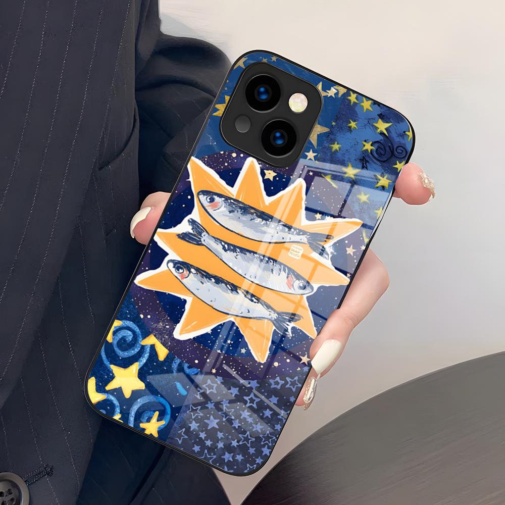 Sardinen Handyhülle Für IPhone 17 Pro Max 15 Pro 16 14 Plus 12 13 Mini 11 Pro Stoßfeste Glasabdeckung