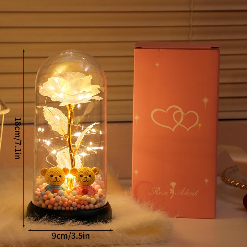 Rose Galaxie Cadeau pour petite amie Fleur éternelle dans une boîte transparente Cadeaux de Fête des Mères Fleur de Rose Ornement de bureau rosas eternas