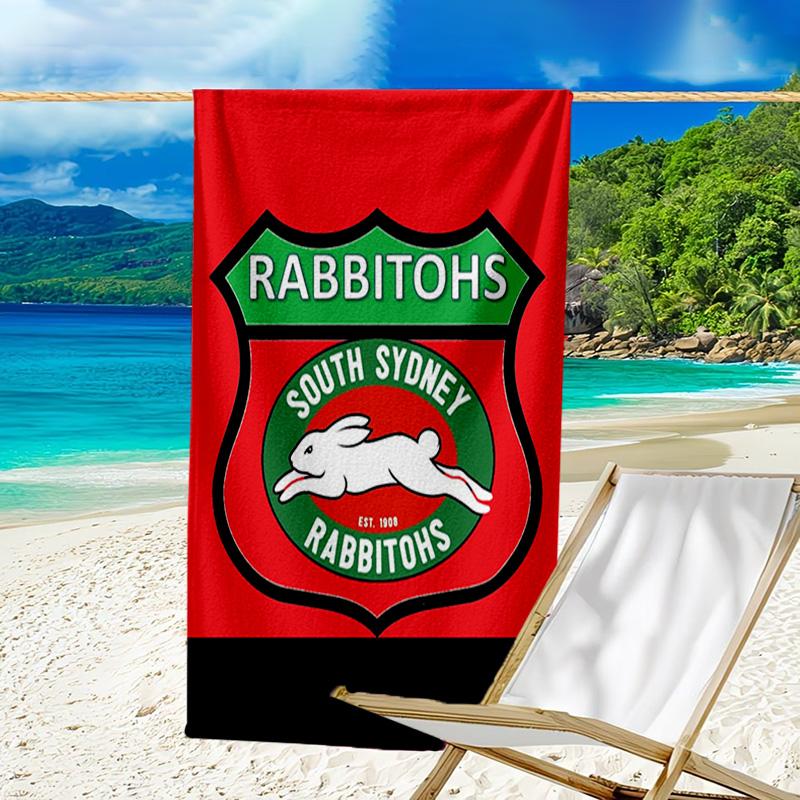 Nrl Rabbit Logo Design Microfiber Beach Towel, Lightweight And Quick-Dry, for Summer Travel, Beach Essential, Swimming Pool Outdoor