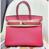Ostrich Pattern First Layer Cowhide 30CM Platinum Bag High Quality (J15-30BK)