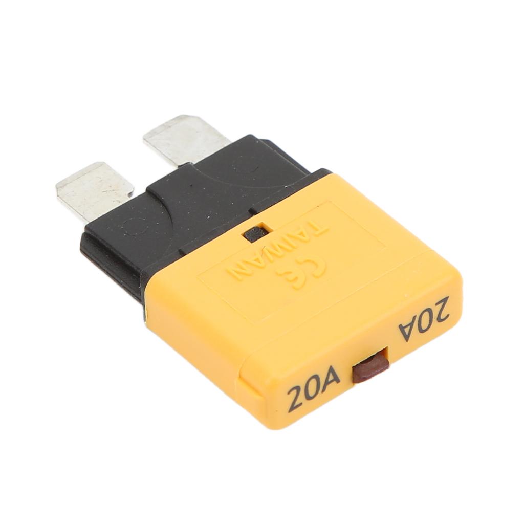 Yellow Manual Reset Blade Fuse 20A Circuit Breakers 28VDC for Vehicles Low Voltage Yachts Ships