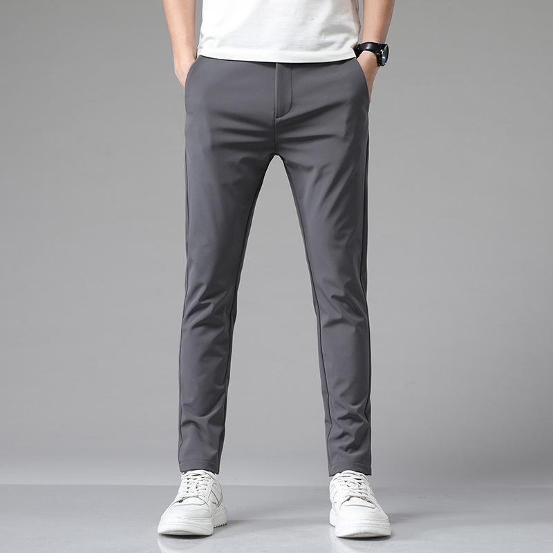 Men's Spring & Autumn Elastic Straight-Leg Business Trousers - Youth Fashion Solid Color