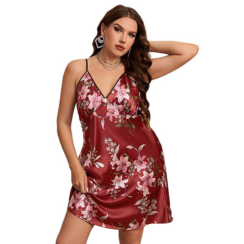 Camisola feminina de verão plus size vestido halter sexy moda simulação camisolas de seda